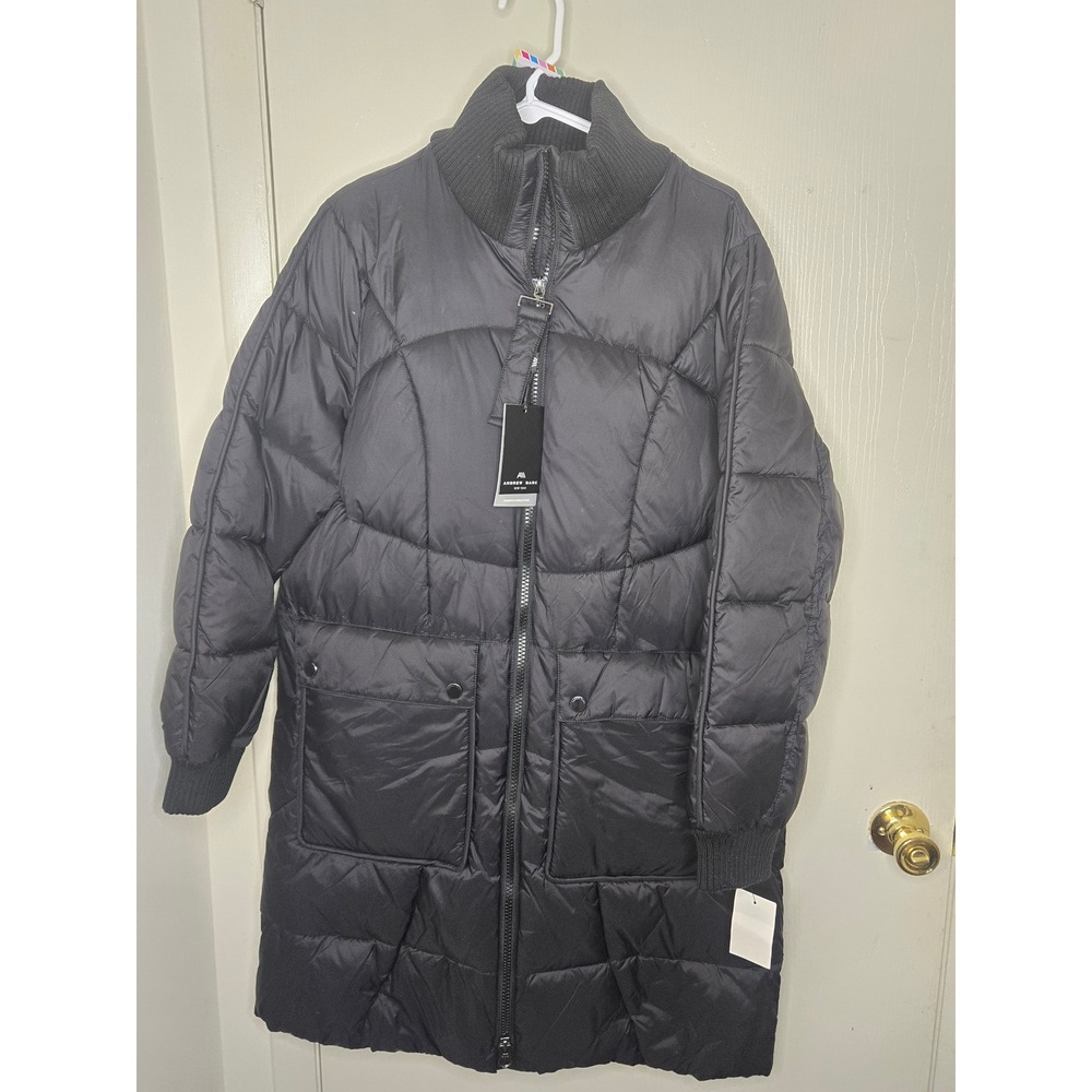Andrew Marc New York Mens Black Puffer Coat Climate Insulation Winter Parka L